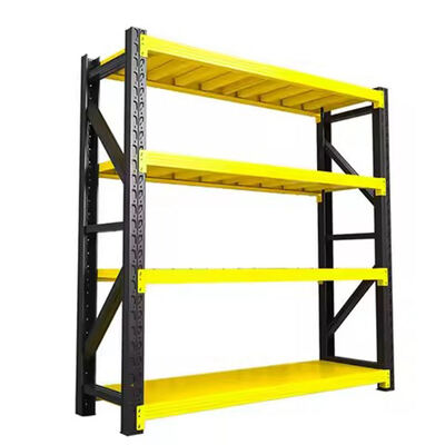 Heavy-Duty 4-Level Metal Storage Racking for Industrial Warehouses, Equipped with 5-Level Medium-Duty Storage Racking