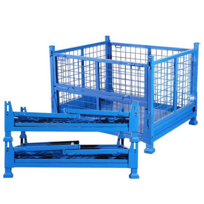 Cost-effective foldable and stackable container, goods and storage equipment in mesh form for storage.