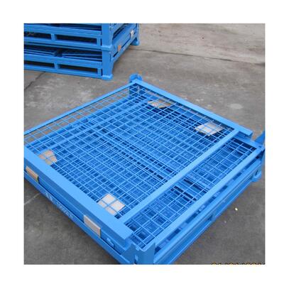 Cost-effective foldable and stackable container, goods and storage equipment in mesh form for storage.
