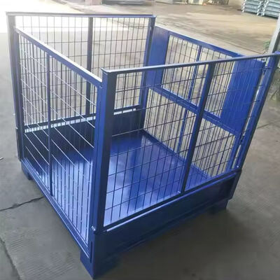 Hot-selling manufacturer's foldable metal storage box for warehouses, stackable mesh container.