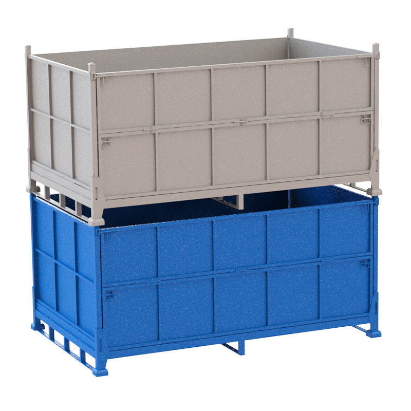 Wholesale Customizable Industrial Steel Pallet Box, Foldable & Stackable Warehouse Storage Container with High Load Capacity